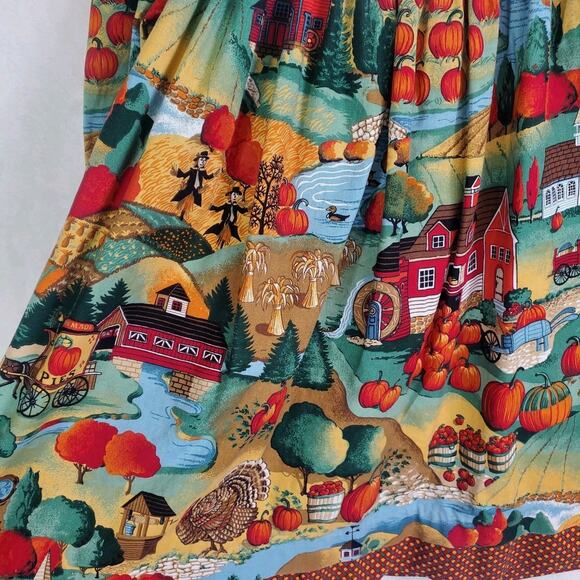 Vtg 80s Thanksgiving Dress Fall Harvest Prairie Girls Sz 6 Smocked Pumpkins USA - Picture 4 of 16